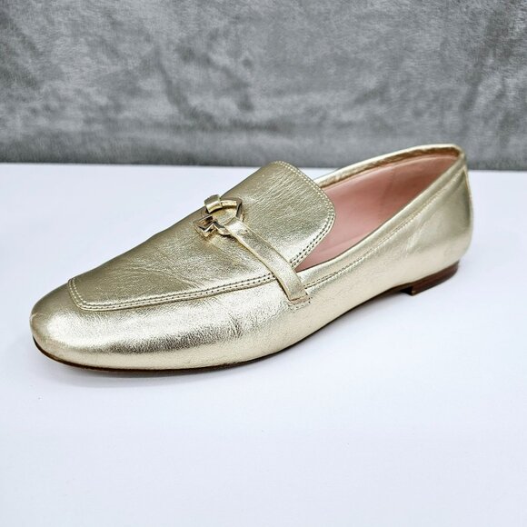 Kate Spade NY Cape Cod Loafers 6 B Metallic Gold Slip On Flat Leather Almond Toe - Picture 1 of 15